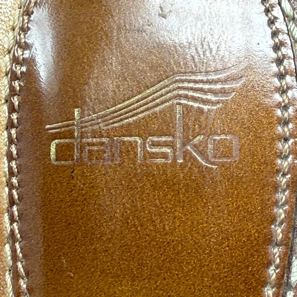 Dansko Ava Criss Cross Straps Slide Wedge Dark Brown 40 9.5 Preppy Tailored Chic